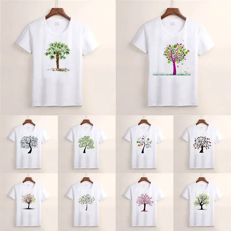 Модные Сверкающие Красочные дерево дизайн футболка короткий рукав Футболка Hipster