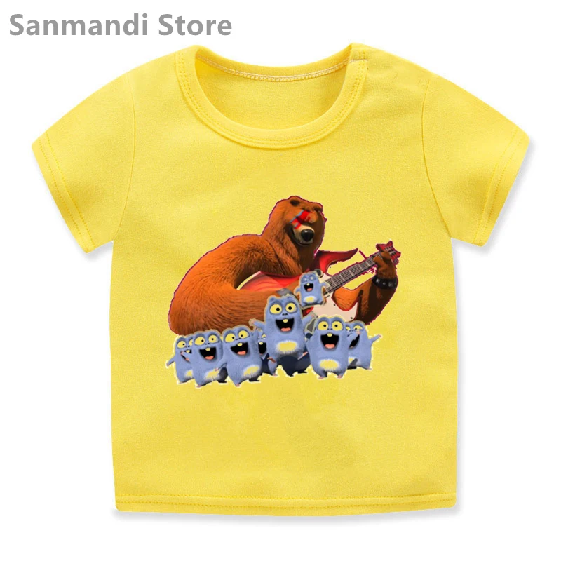 

Cool Grizzy Cartoon Print Yellow Tshirt Girls/Boys Kids Clothes Hip Hop Summer Fashion T Shirt Unisex Children Clothing T-Shirt