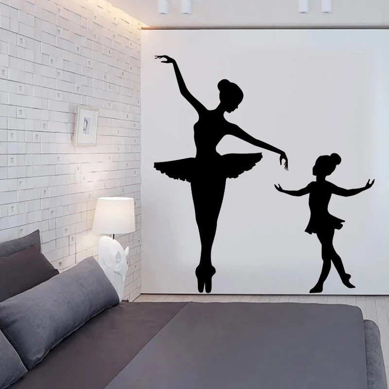 

Ballet Teacher And Student Art Wall Stickers Murals Decor Home Girls Room Sweet Dreamy Vinyl Decals Decoration Poster DW9249