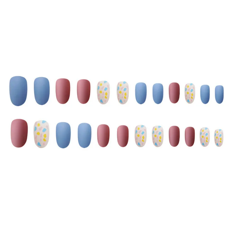 Накладные ногти с клеем модные синие и граффити 24 шт./кор. | Красота здоровье