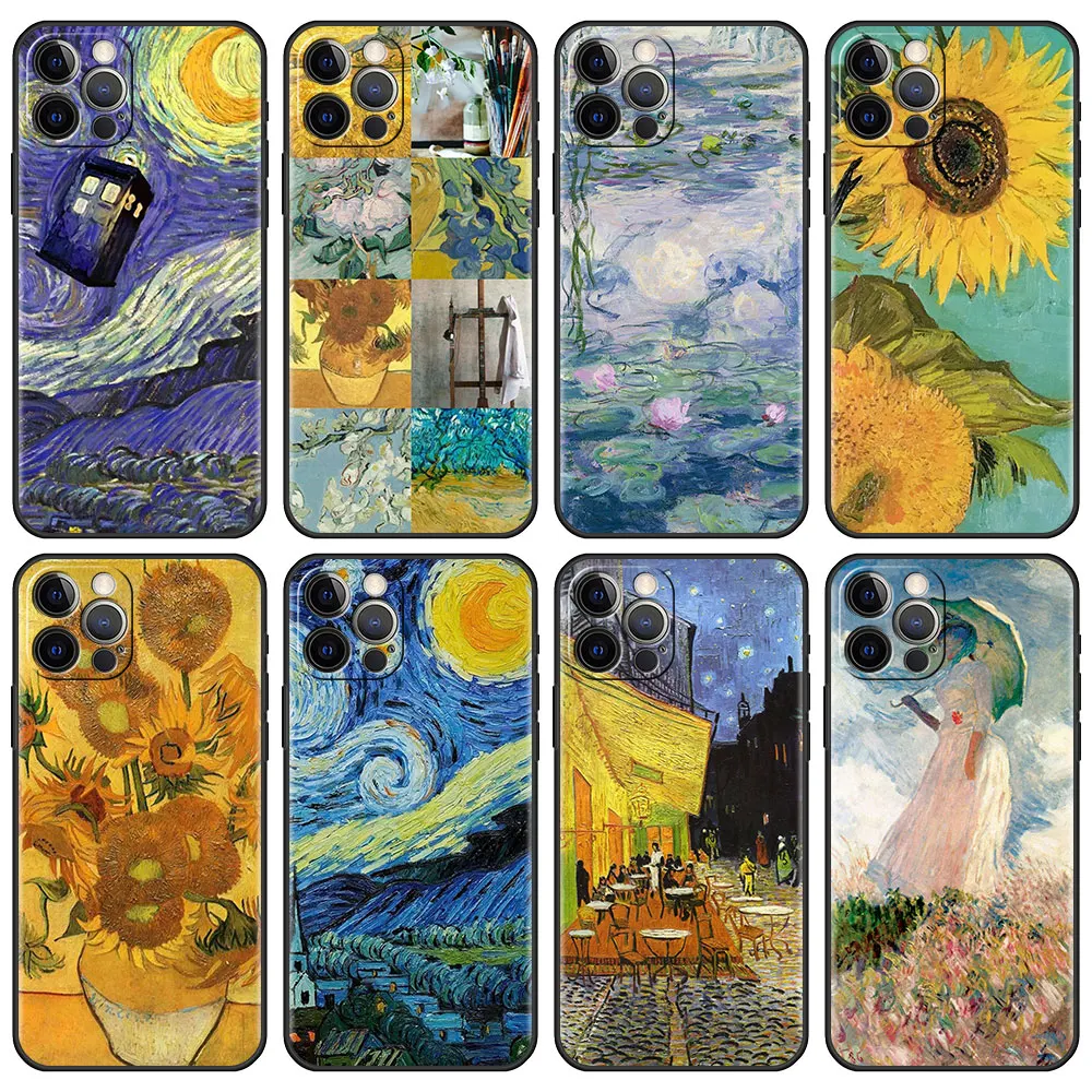 

Van Gogh Aesthetics Fitted Case for iPhone 13 6.1 inches 11 7 12 Pro XR X XS Max 6 6S 8 Plus 5 5S SE Tpu Soft Phone Capa
