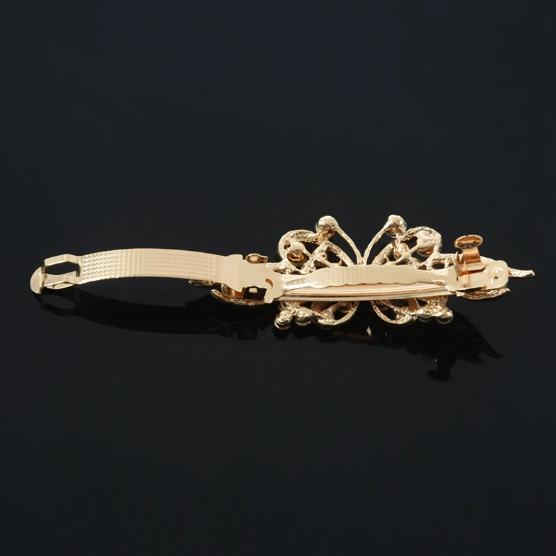 Женская заколка для волос с золотистыми металлическими черными бабочками Стразы