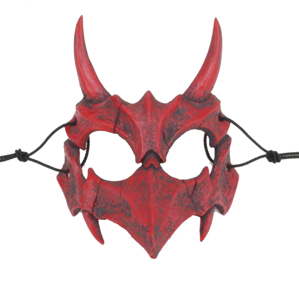 Halloween Cosplay Resin Mask Japanese Dragon God Animal Skeleton Half Horror | Skullies &amp Beanies