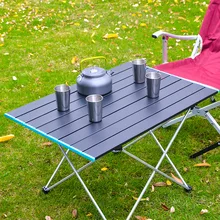 Meja Kemah Lipat Portabel Sangat Ringan Meja Makan Luar Ruangan Dapat Dilipat Paduan Aluminium Kuat untuk Piknik BBQ Pesta Kebun