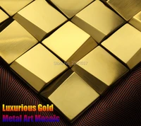 2022 New Luxurious Gold Metal Art Mosaic Stainless Steel Mosaic Tile Kitchen Backsplash Counter Background Wall Tiles