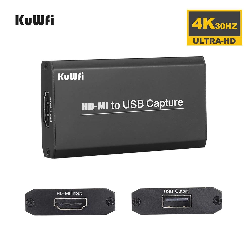 KuWFi HD MI для USB2.0 Карта видеозахвата 4K60Hz видео Запись коробка потоковая трансляция