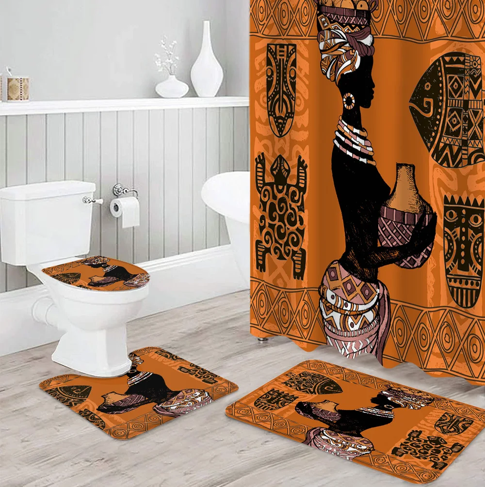 Африканские женские силуэт Геометрическая культура наборы занавесок для душа