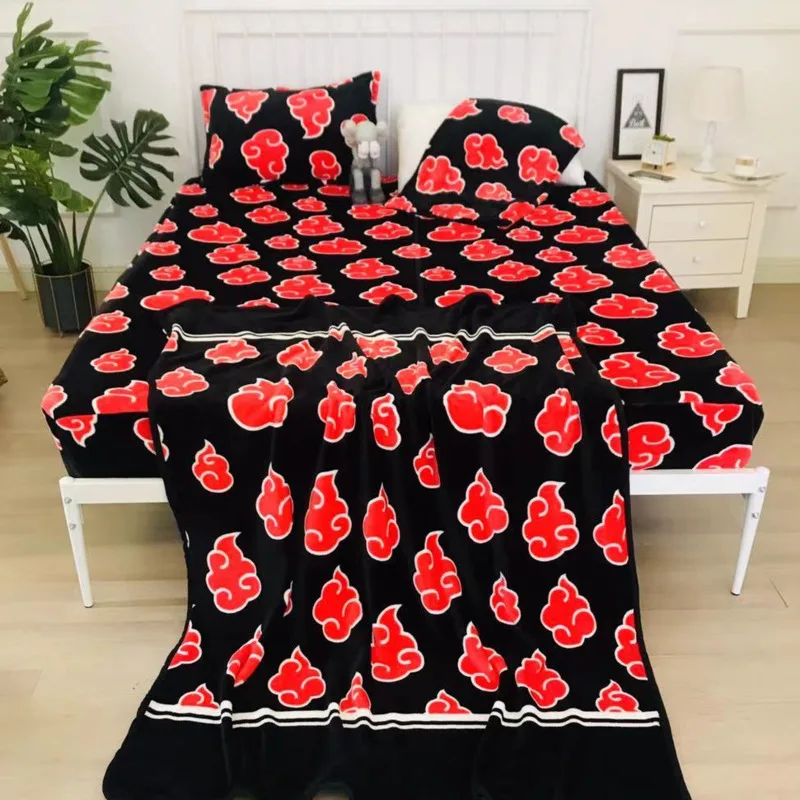 Manta de felpa de Hokage Narutoes Akatsuki para ni&ntilde;os, manta suave y c&aacute;lida de lana de Coral para el hogar, 200x150cm, para invierno-3