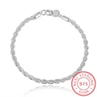 Подлинный оригинальный 925 стерлингового серебра браслеты простой 4 мм свивки цепи браслеты ювелирные изделия для мужчин и женщин, подарок хорошего качества