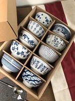 japanese high temperature ceramic tableware underglaze color 10 bowl set 17 pattern random accessories