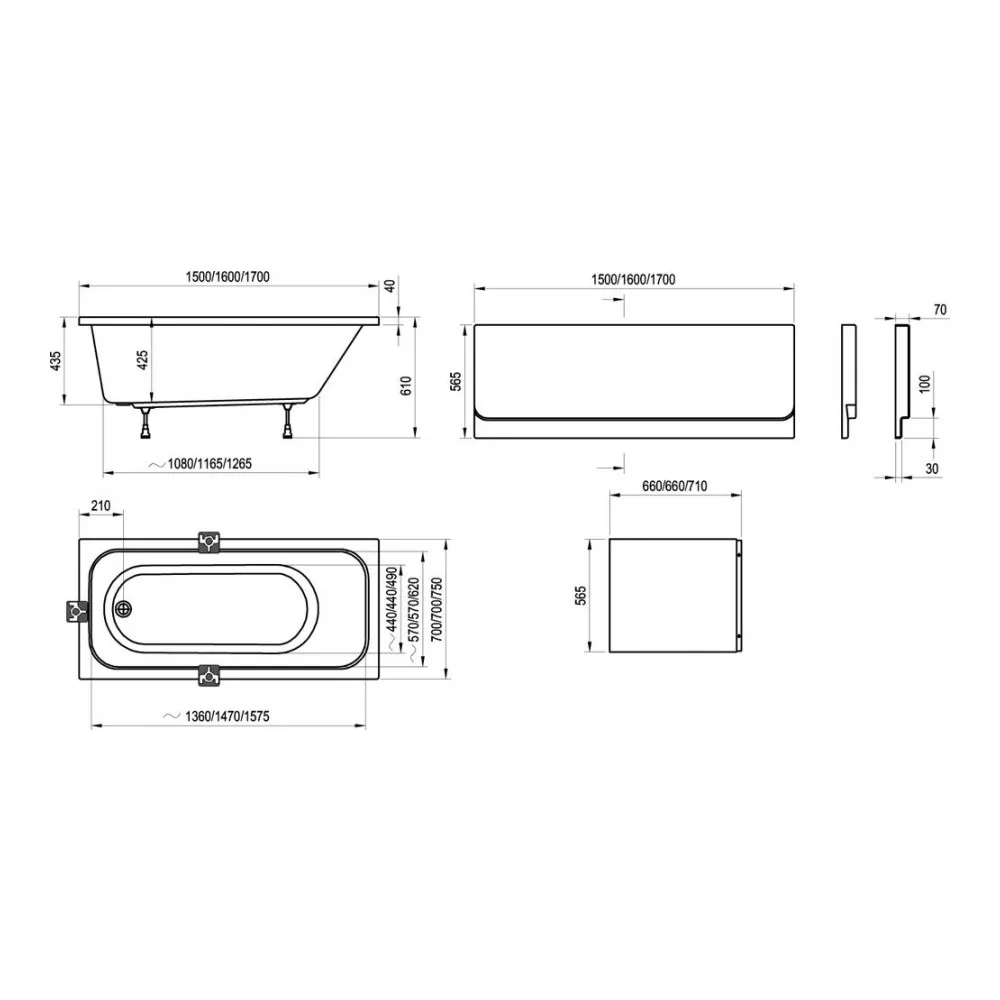 Акриловая ванна Ravak Chrome 170x75 без гидромассажа C741000000 | Строительство и ремонт