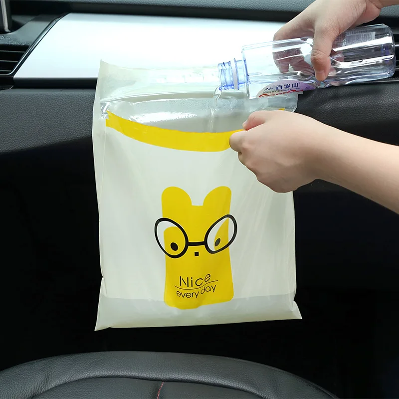 

15pcs Cartoon Car Disposable Garbage Bag Adhesive Car Garbage Bag Creative Large Capacity Hanging Storage Bag