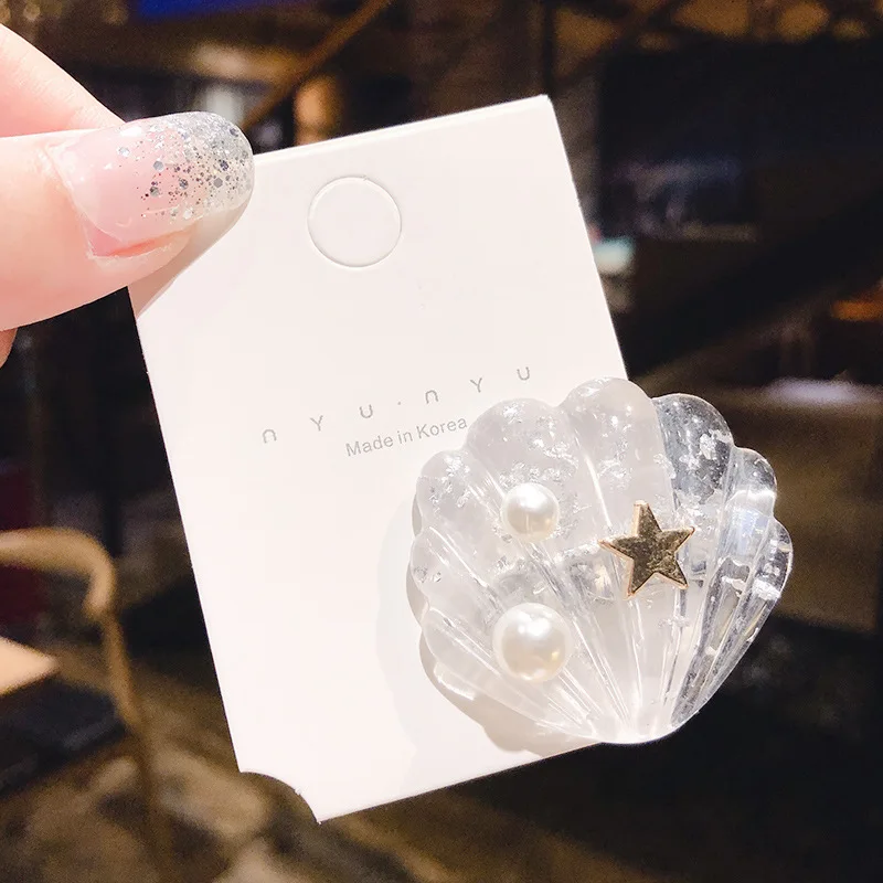 ncmama Pearl Ocean Shell Starfish Hair Clips for Women Girls Handmade Geometric Duckbill Clips Hairgrips Bangs Hair Accessories korean hair clips