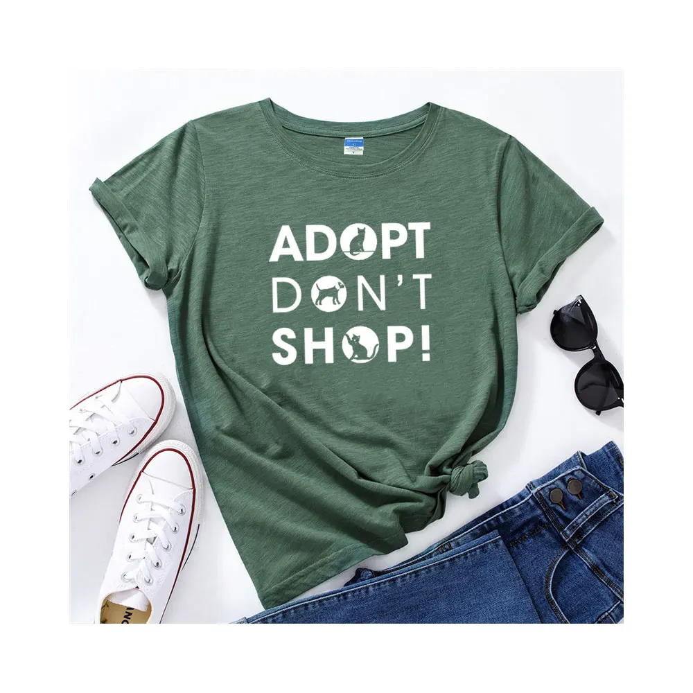 

Save Animals Shirt Rescue Animal Rights T-Shirts Oversized Adopt Don't Shop Tees Letter Print Casual O Neck Top Environmentalism