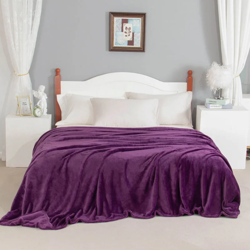 

Saoltexile Solid Color Simple Winter Coral Velvet Vome Warm Blanket#HC01