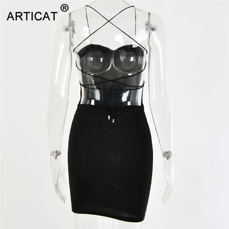 Articat, блестящие, без бретелек, сексуальные, вечерние, рождественское платье, женское, черное, с открытой спиной, облегающее, Бандажное платье, эластичное, Повседневное платье, Vestidos