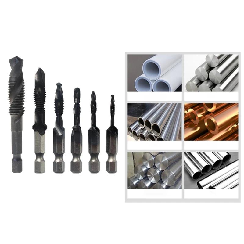 

Hex Thread Spiral Screw Composite Tap Drill Bit M3-M10 High Hardness HSS Rustproof Hole Saw Carbide Drilling Tip Durable