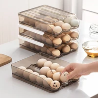 123layers egg storage box slide type plastic transparent egg display storage rack for kitchen refrigerator organizer