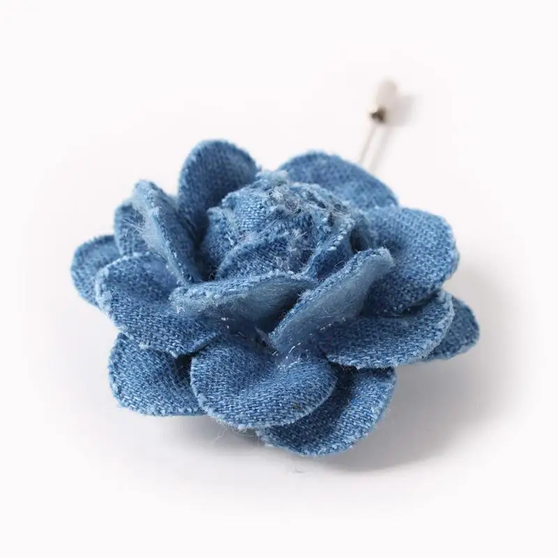 Оптовая продажа броши в виде цветов булавки для мужчин синяя Цветочная Брошь с