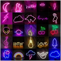 81 styles led neon sign light led sign light indoor night table lamp with batteryusb powered for halloween living room decor