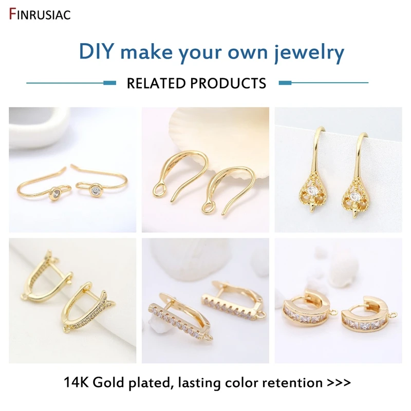 Принадлежности для изготовления сережек инкрустированные фианитами 14 к