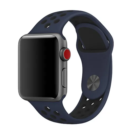 darkblue black 16 Ремешок Silikon pulseira nato futr apple Uhr 4 группа 42 мм 38 мм iwatch серия 44 мм 40 мм Atmungsaktiv наручная повязка apple uhr - Цвет ремешка: darkblue black 16