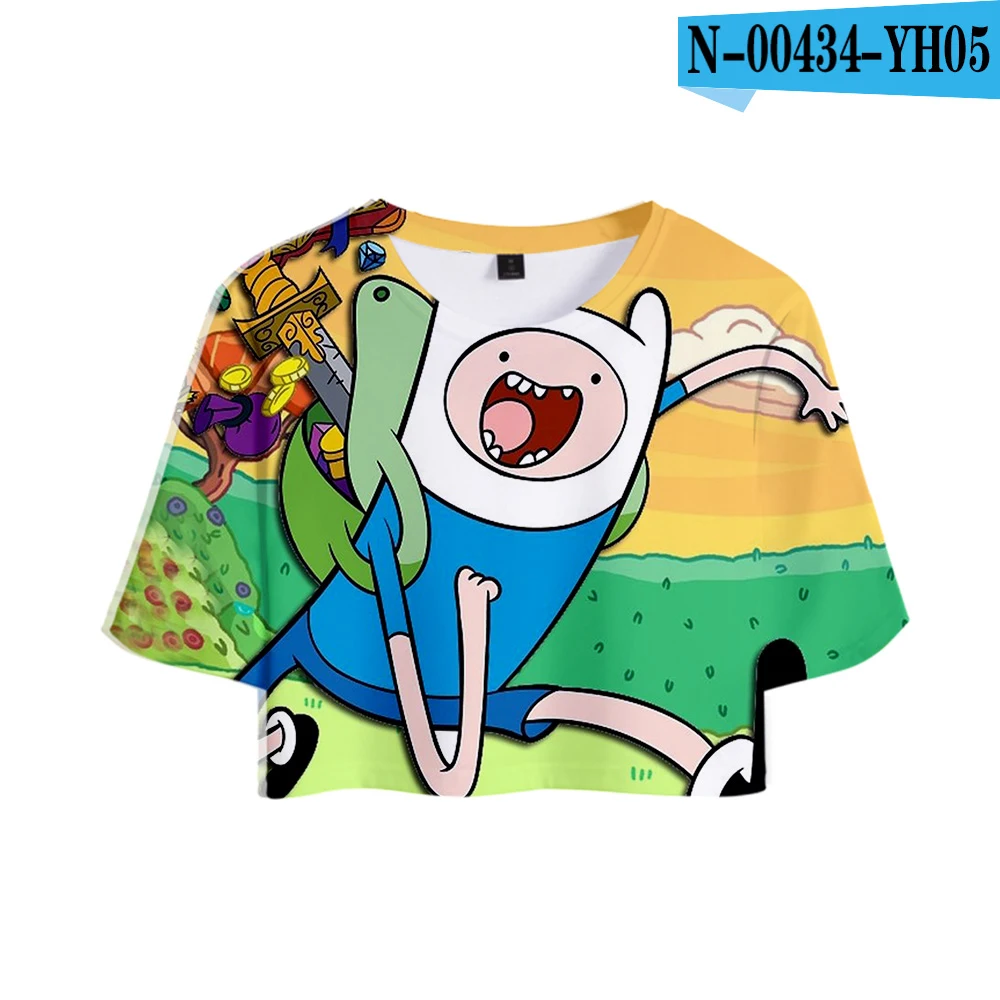 picture color Adventure Time Print Midriff-baring футболка сексуальная женская модная популярная Повседневная футболка Harajuku короткий рукав горячая распродажа - Цвет: picture color