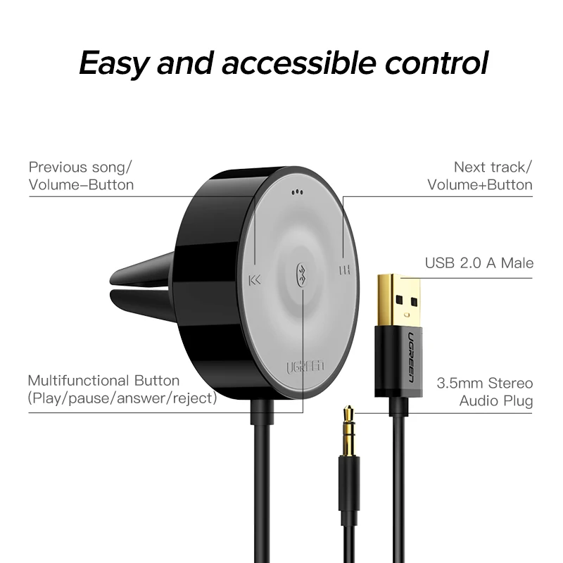 UGREEN aptX LL Bluetooth автомобильный комплект приемник 5 0 аудио адаптер микрофон 3 м