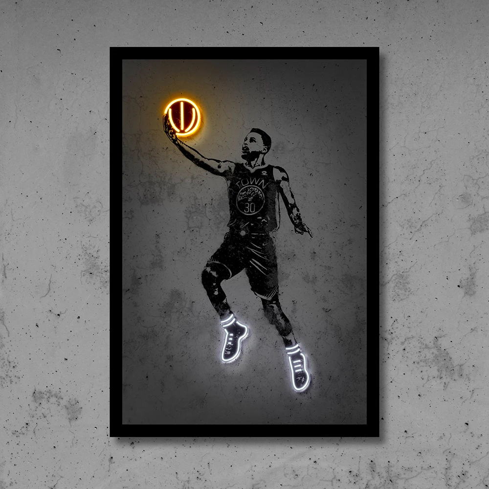 

Modern Art Print Neon Basketball Shoes Sport Poster Street Wall Art Abstract Canvas Painting Gift Idea Man Office Home Decor
