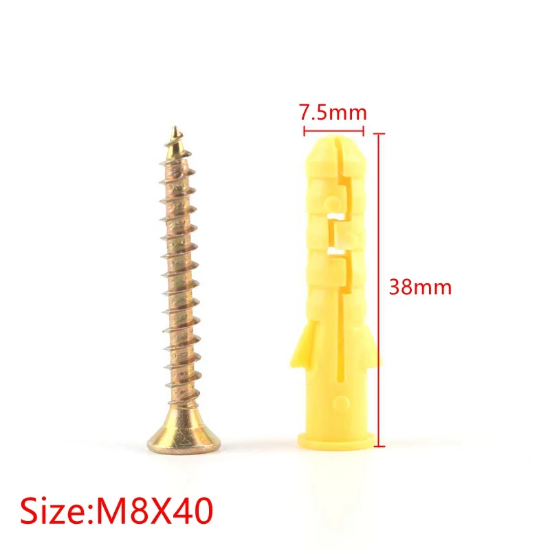 30/40 шт. M6 * 30 мм M8 40 расширительный винт Крепеж пластиковый анкер Стены Двери и