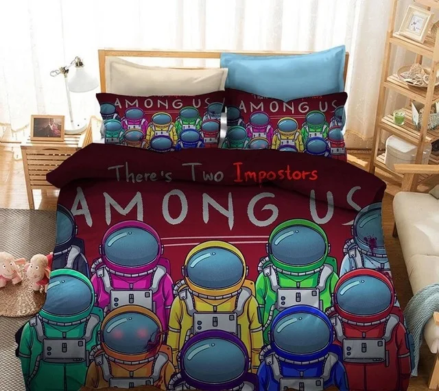 

3D Printed Game Among Us Bedding Set Cartoon Custom Made Quilt Cover Bed Duvet Cover Bedclothes King Queen Size