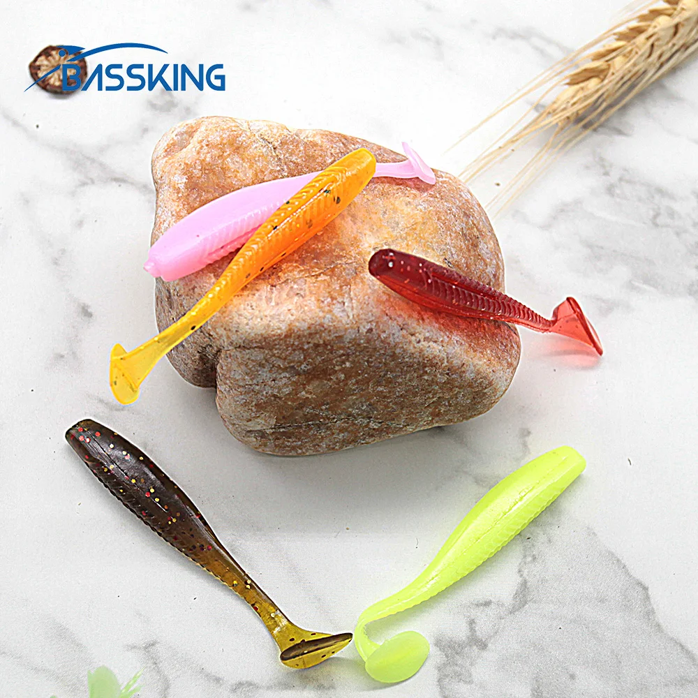 

BASSKING Fishing Baits 6cm 1.55g T- tail 40pcs Soft Worm Bait Swimbaits Peche Leurre Souple Silicone