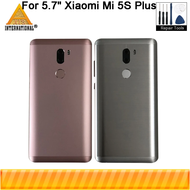 Axisinternational Корпус задней двери для Xiaomi Mi 5S Plus Задняя крышка батареи чехол+ боковые клавиши+ гибкий кабель отпечатков пальцев+ стеклянный объектив