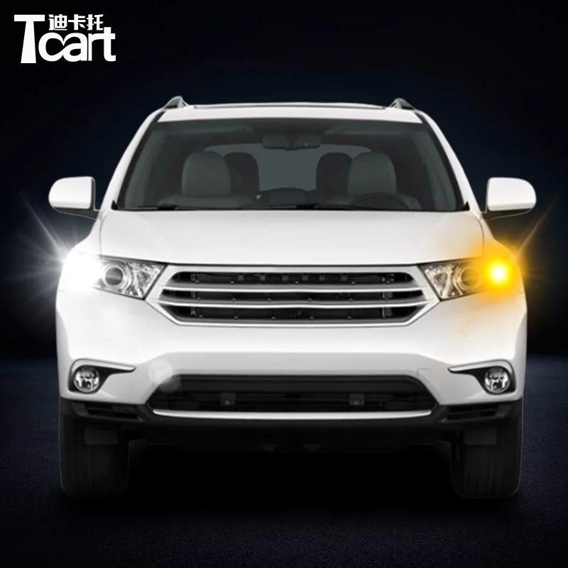 

Для Toyota Highlander дневные ходовые огни указатель поворота автомобиля светодиодный Drl 7440 T20 WY21W автомобильные аксессуары 2011 2012 2013