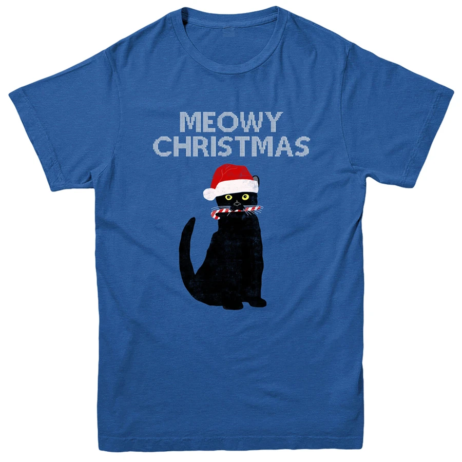 

Christmas T-Shirt Meowy Christmas Xmas Festive Gift Adult Mens Top for youth middle-age old age Tee Shirt