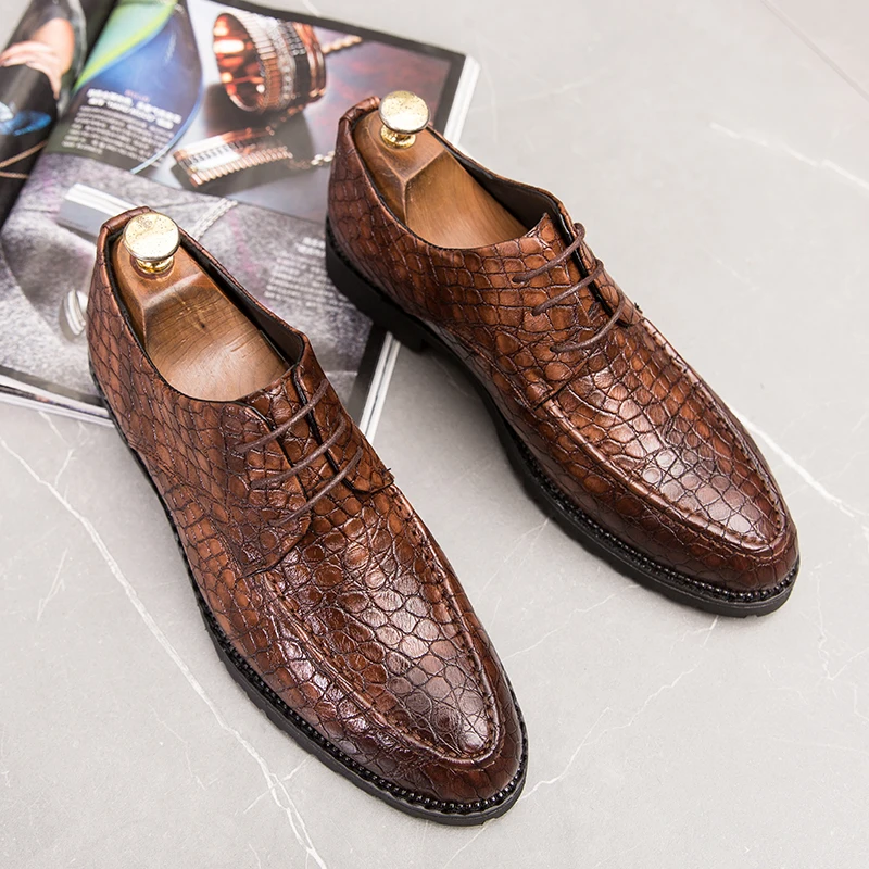 

Men Leather Shoes Snake Skin Prints Men Business Dress Classic Style Shoes For Men Oxford Shoes