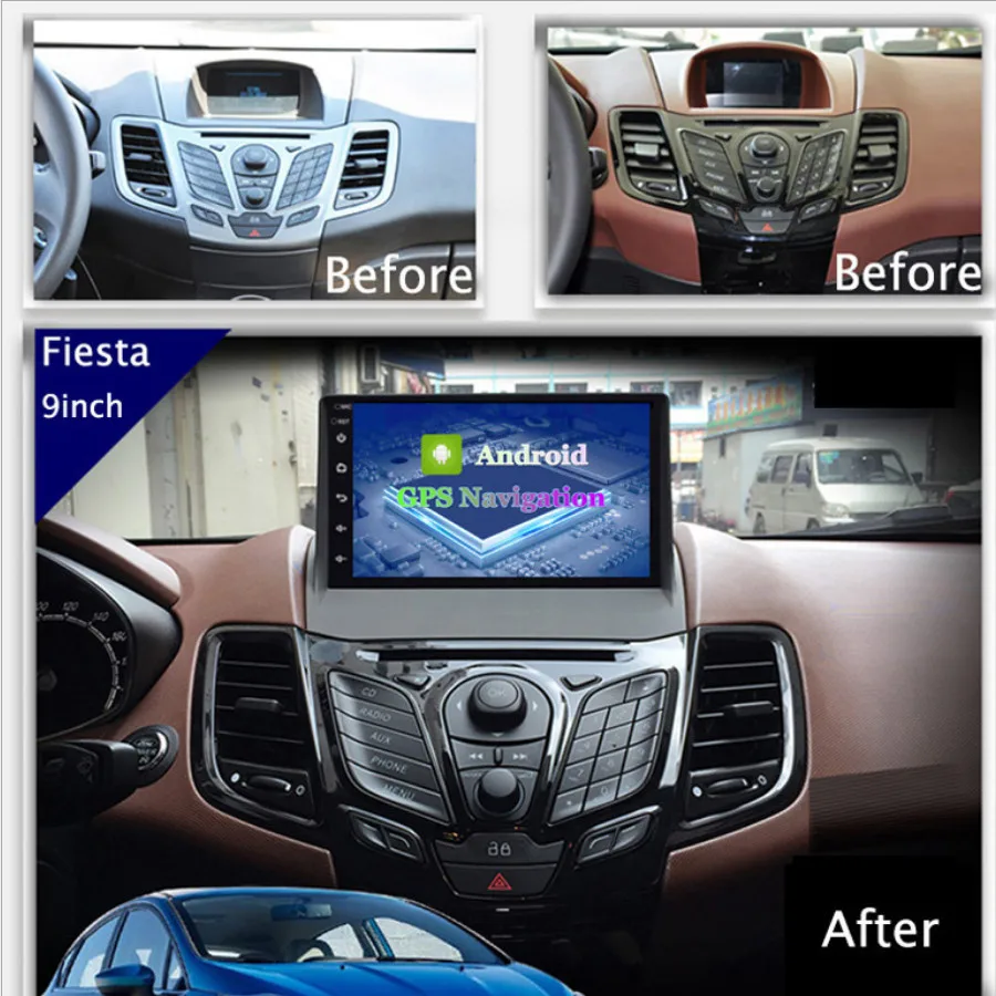 Автомобильное радио мультимедиа 9 дюймов Dsp Android 10 для Ford Fiesta 2012-2017 GPS-навигация