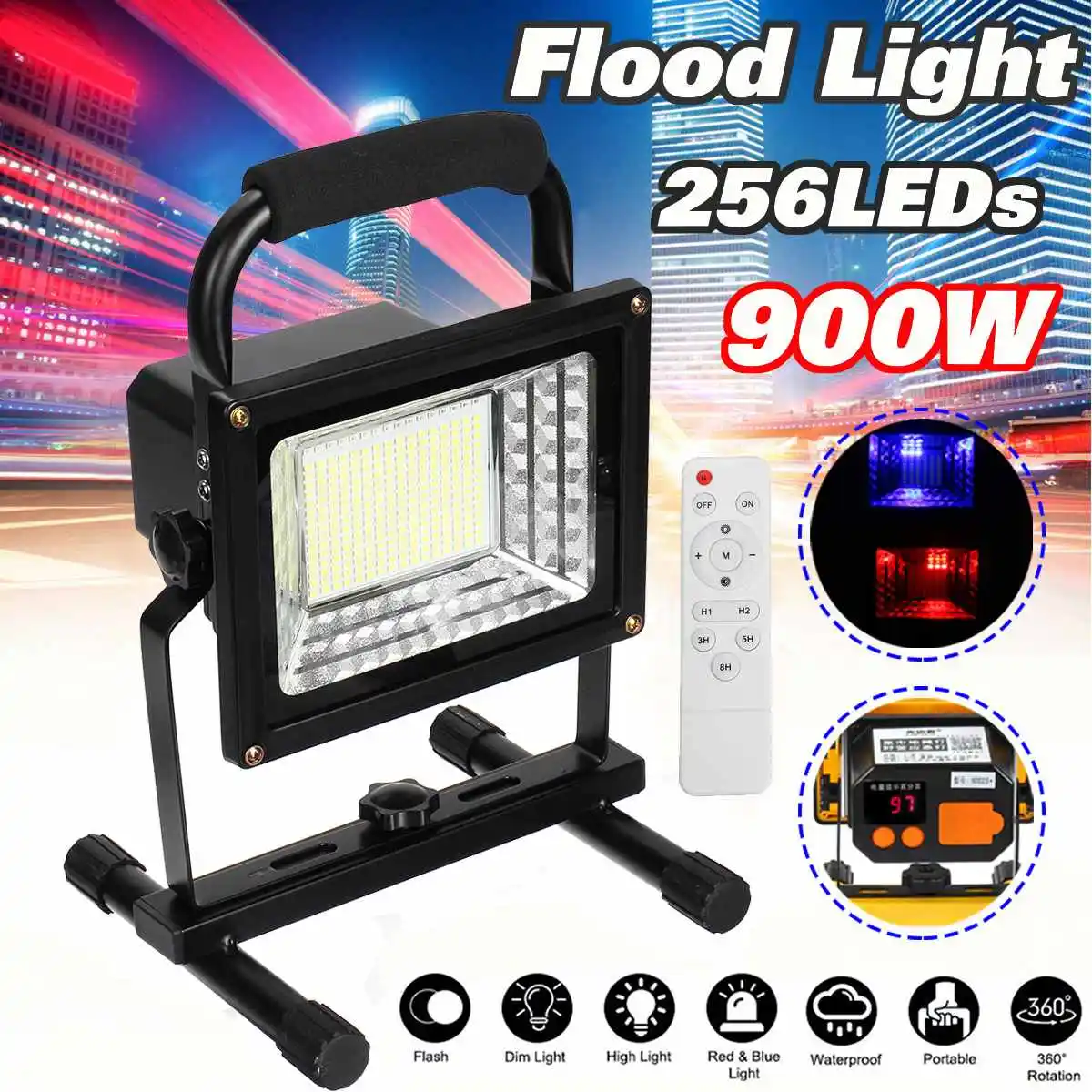 900 Вт 256 светодиодный перезаряжаемый прожектор водонепроницаемый точечный