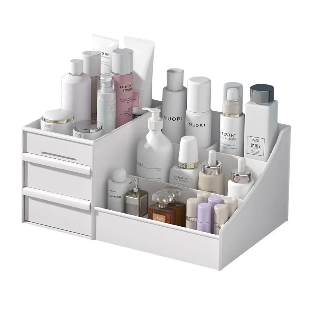 

Cosmetic Makeup Organizer with Drawers, Plastic Bathroom Skincare Storage Box Brush Lipstick Holder Organizers Storage