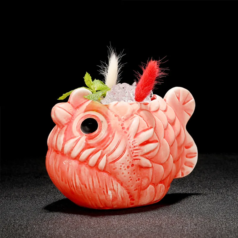 

Piranha Stoneware Cup Creative Personality Ceramic Cup Bar Cocktail Glass Cute Lantern Fish Wine Glass Ins Net Red