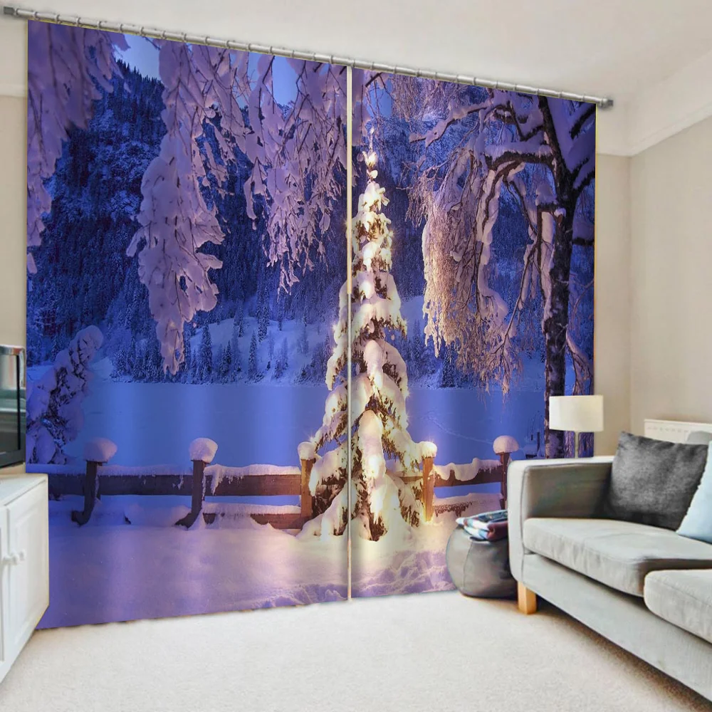 

Luxury Blackout 3D Window Curtains For Living Room Bedroom white snow curtains