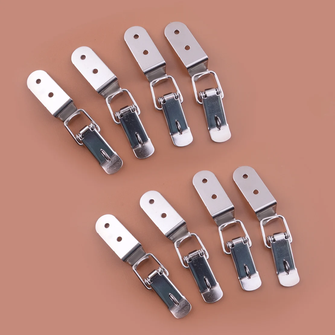 

8 Sets 90° Spring Loaded Draw Toggle Latch Catch Clamp Clip Stainless Steel Silver for Wood Tool Box Suitcase Chest Drawer