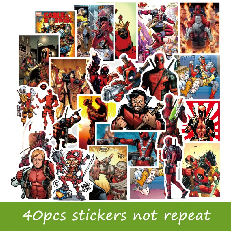 40 шт Смешанные Мультяшные наклейки Deadpool Marvel colorssus X men наклейка для ноутбука