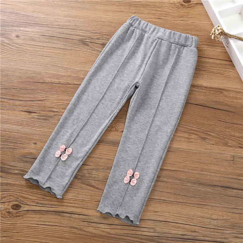 

Girls' bow mid-high waist leggings, children's outer wear pants, spring and autumn baby girls long pants 3-8T