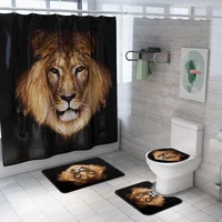 4pcs bathroom waterproof shower curtain pedestal rug lid toilet cover bath mat bathroom decoration