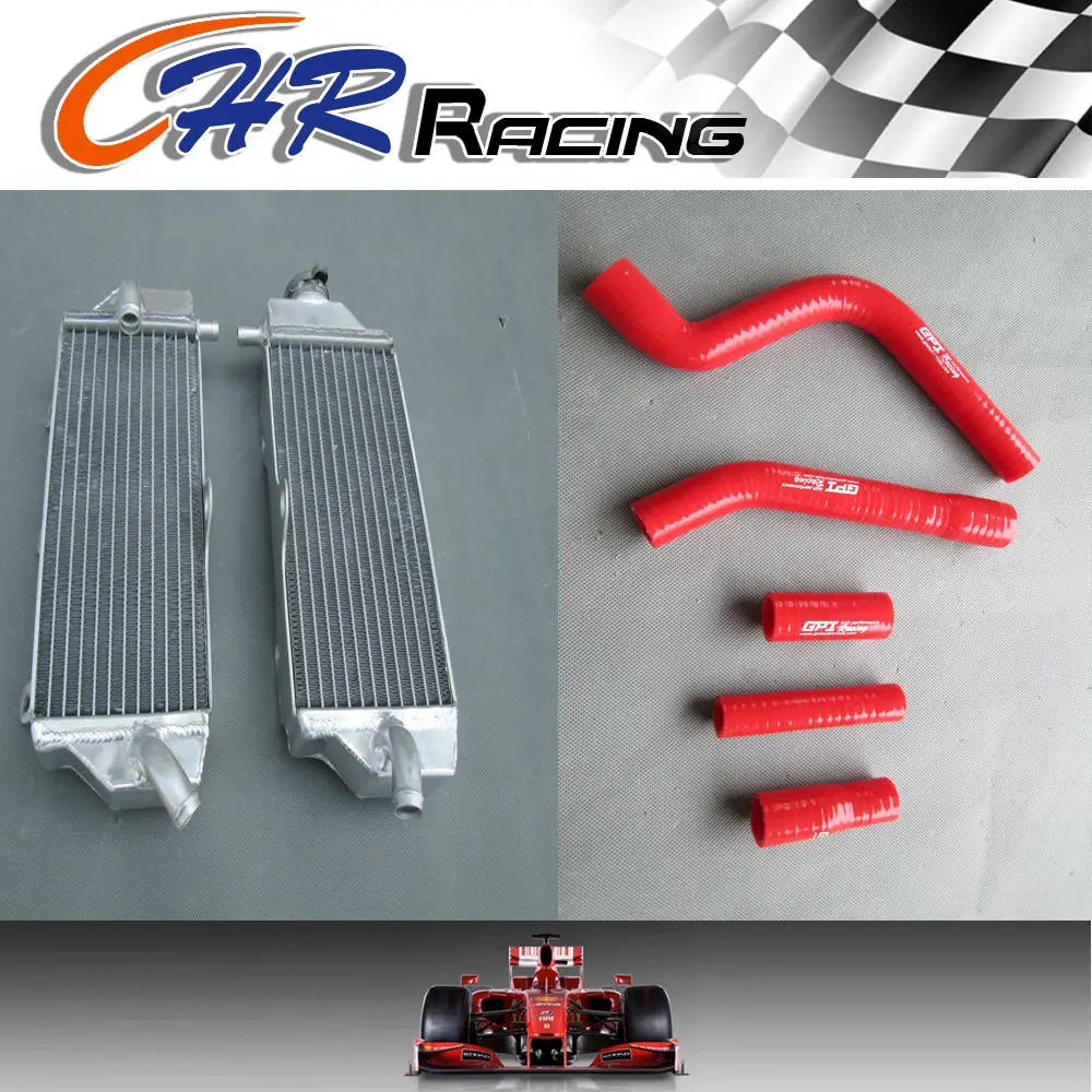 

Aluminum Motorcycle Radiator +Red Hose For YAMAHA YZF250 YZ250F YZ 250F 10-13 11 12 2011 2012 2013