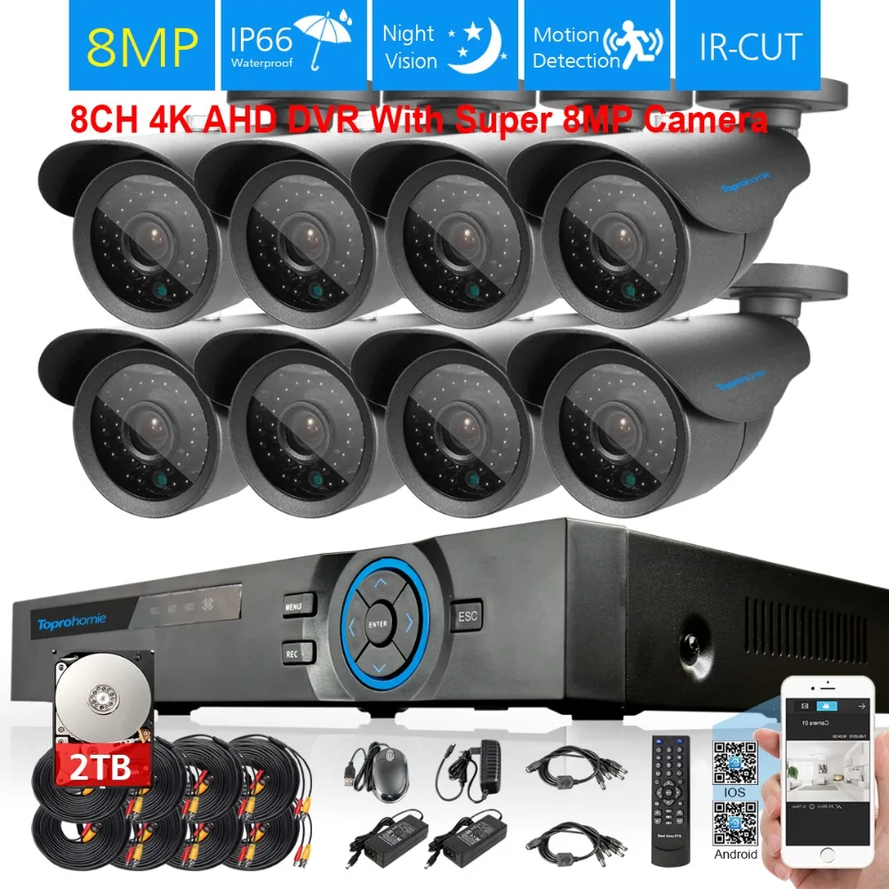 TOPROHOIME, 4 K, Ультра HD, AHD, 8MP, sony, CCD, для безопасности, уличная, водонепроницаемая, IR камера видеонаблюдения, камера ночного видения