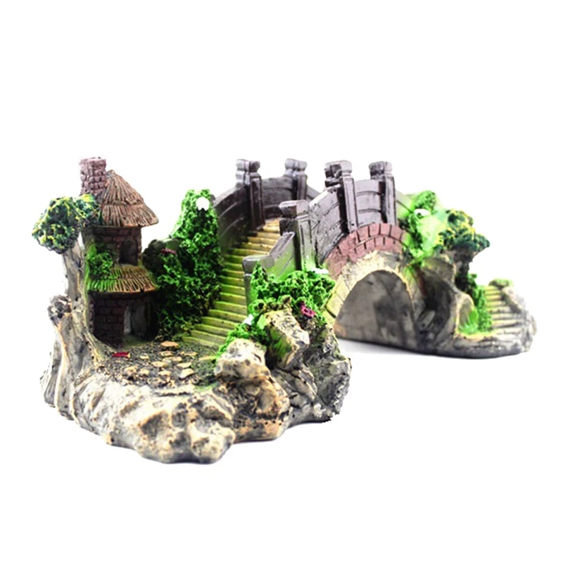 

Fish Tank Decoration Aquarium Ornament Miniature Resin Bridge,7.5X3.3X2.5 Inch , for Aquariums, Fish Tank, Gardens
