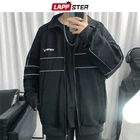 LAPPSTER Мужская Светоотражающая уличная одежда, мужская куртка в стиле Харадзюку, ветровка в стиле пэчворк, черный бомбер в стиле хип-хоп, 2021