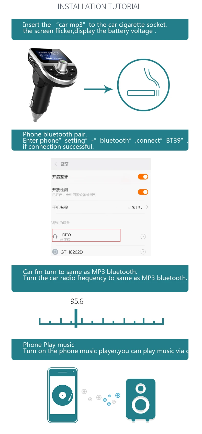 JINSERTA Handsfree автомобильный Bluetooth fm-передатчик модулятор AUX вход/выход воспроизведение музыки 3.1A двойной USB зарядное устройство с TF/U диск Play